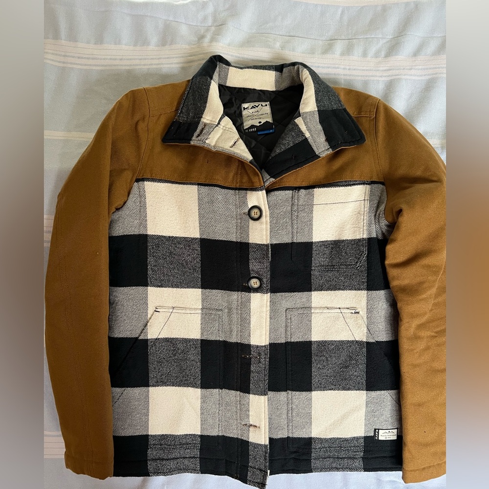 Kavu Black and Tan Plaid Jacket